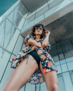 low-angle-shot-of-model-in-floral-cover-up