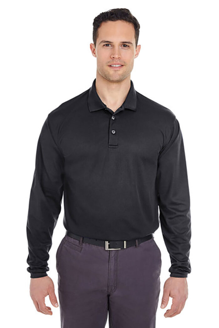 UltraClub Men's Cool & Dry Mesh Piqué Polo 8210LS – Long sleeve - Image 6