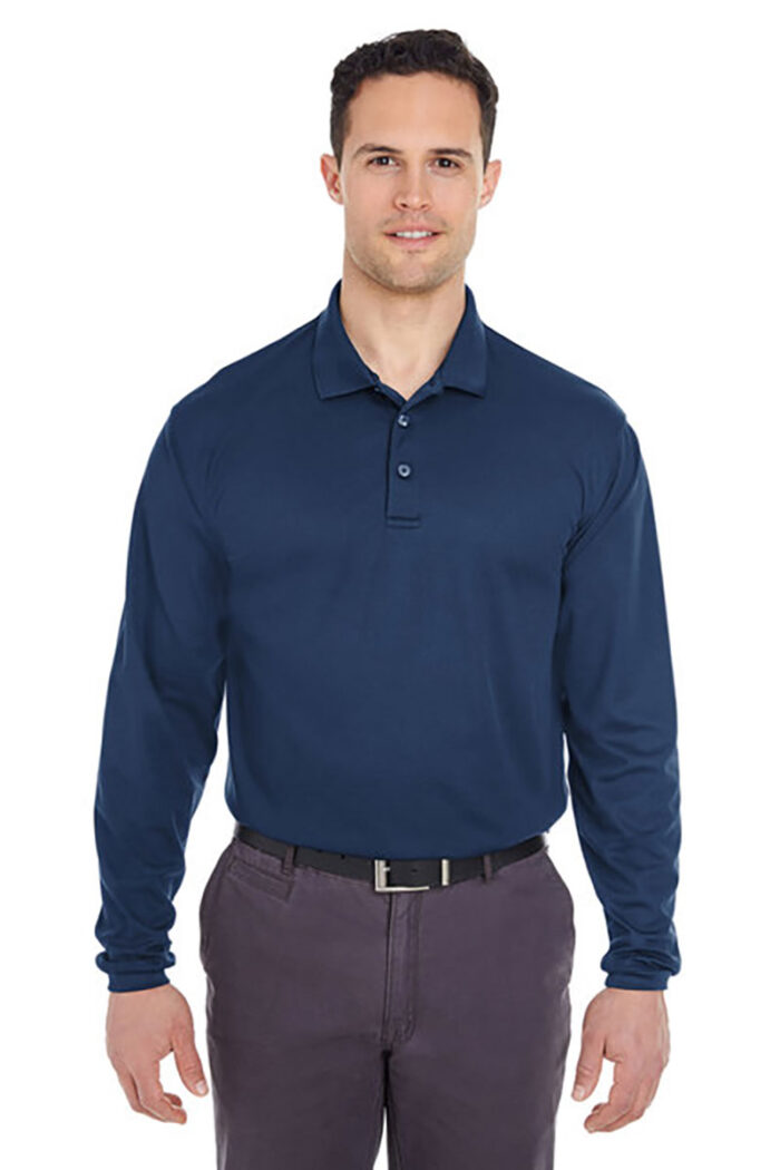 UltraClub Men's Cool & Dry Mesh Piqué Polo 8210LS – Long sleeve - Image 5