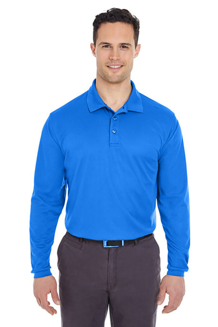 UltraClub Men's Cool & Dry Mesh Piqué Polo 8210LS – Long sleeve - Image 4
