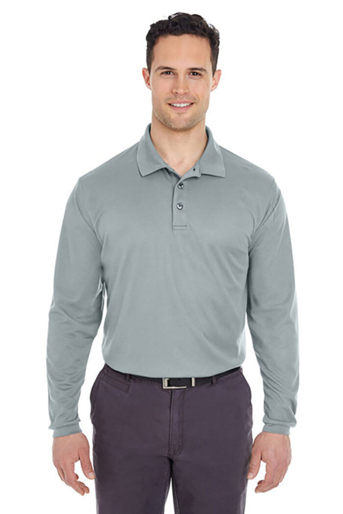UltraClub Men's Cool & Dry Mesh Piqué Polo 8210LS – Long sleeve - Image 3