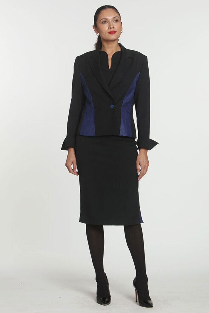 Black with Blue Plaid Waistband with Jacket