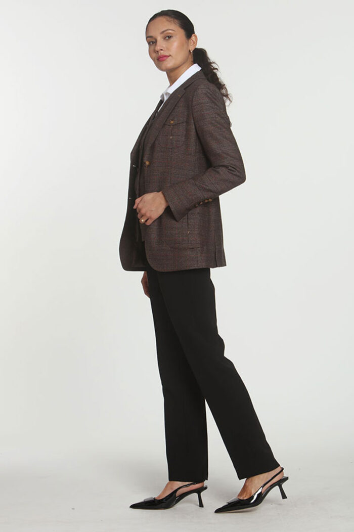 Brown Plaid Vest Jacket - Image 6