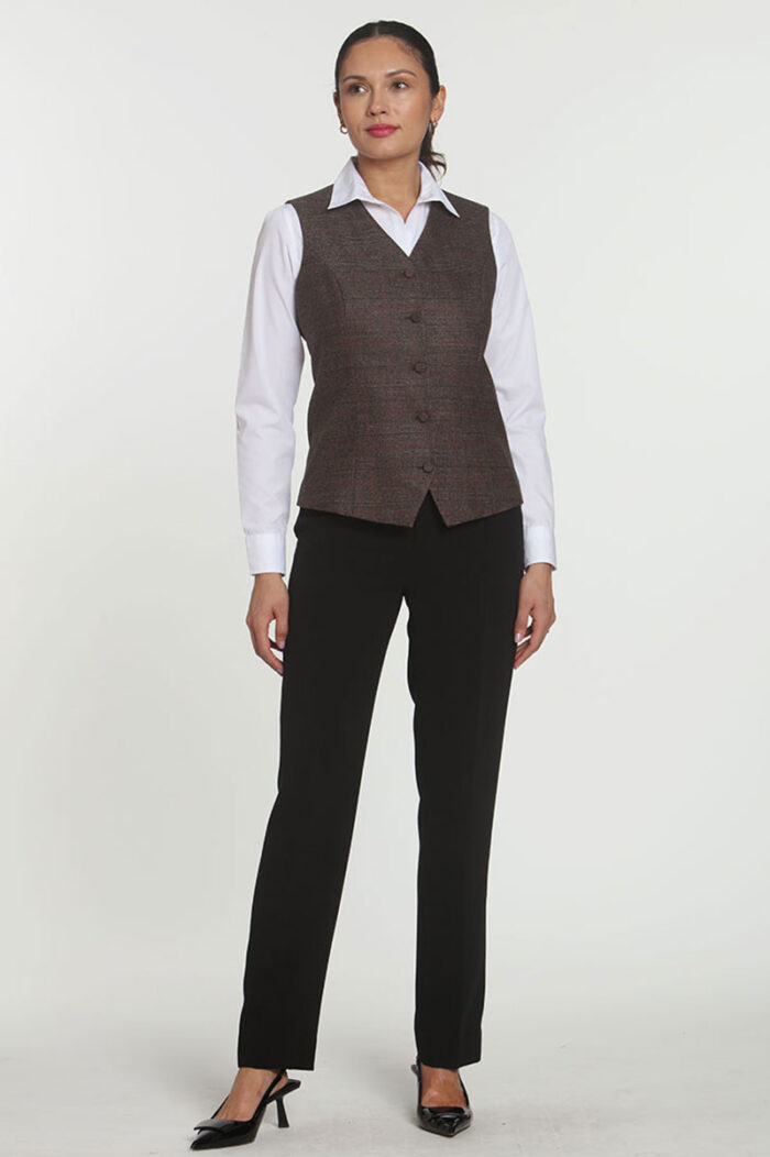 Brown Plaid Vest Jacket - Image 2