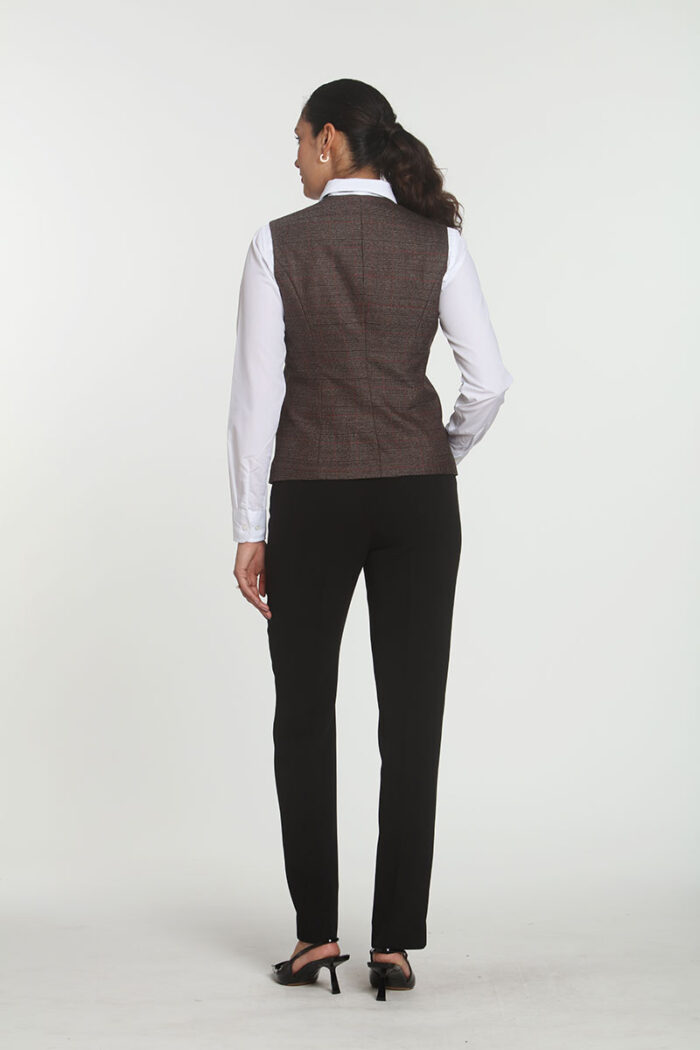 Brown Plaid Vest Jacket - Image 4