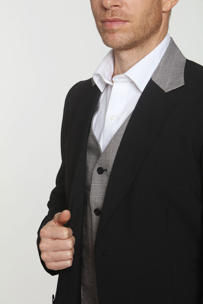 Black Jacket with attached Plaid Vest - Image 5