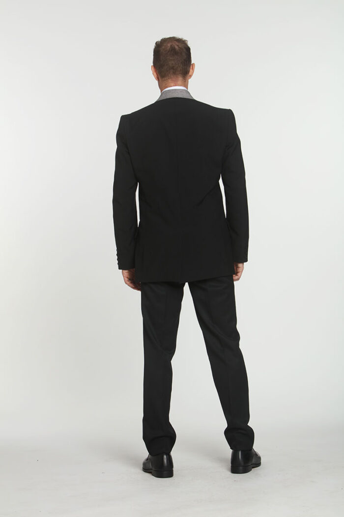 Black Jacket with attached Plaid Vest - Image 3