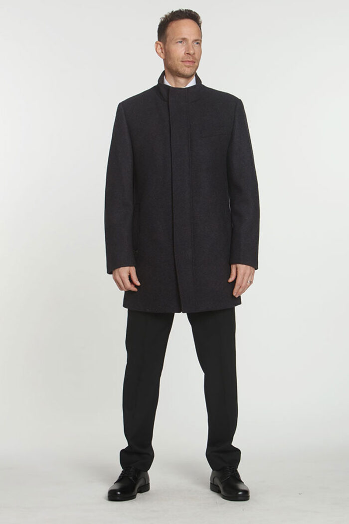 Brown Navy Herringbone Overcoat