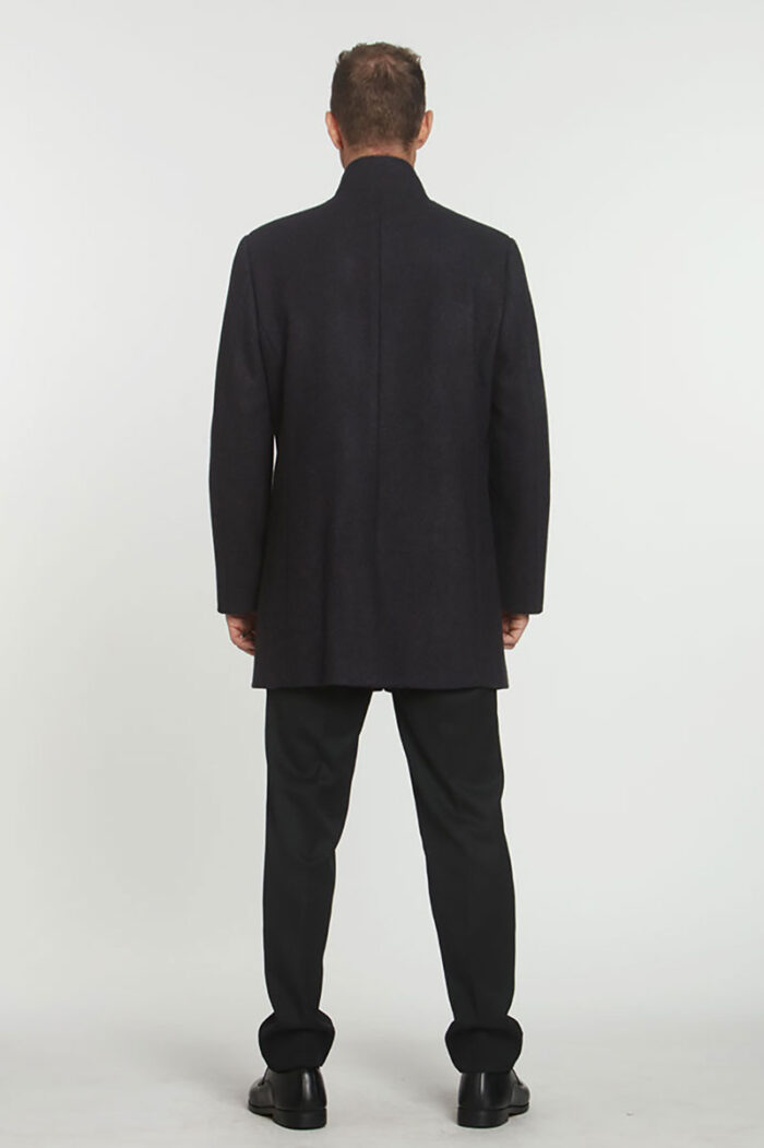 Brown Navy Herringbone Overcoat - Image 3