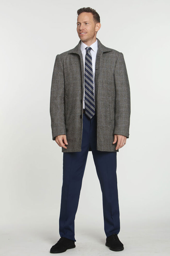 Cobalt Trouser and Plaid Coat - Image 2